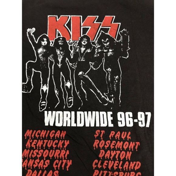 KISS Vintage Rare Dead Stock XL 96-97 Concert Tour T Shirt Double Sided - Picture 4 of 6